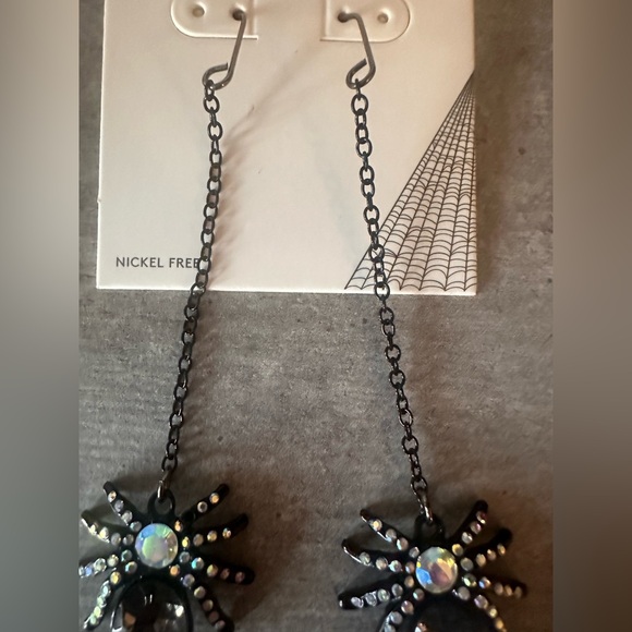 Leith Halloween Black and Silver Linear Crystal Dangle
Spider Drop Earrings - Picture 6 of 6